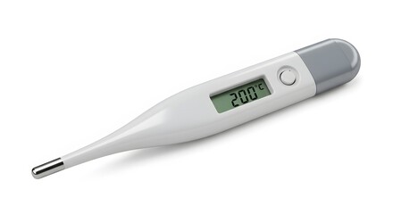 Digital Thermometer Displaying 20.0?C:  Clean Studio Shot of Medical Device