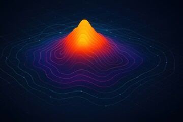 Abstract topographic map displaying peak with gradient color layers showing elevation