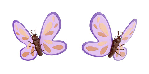 Cute 3D Butterfly Insect Icon for Spring and Nature Themes