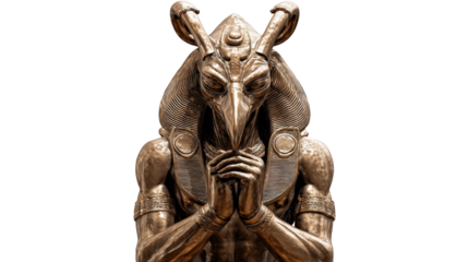 Egyptian sun god statue, isolated on a Transparent background, PNG file.