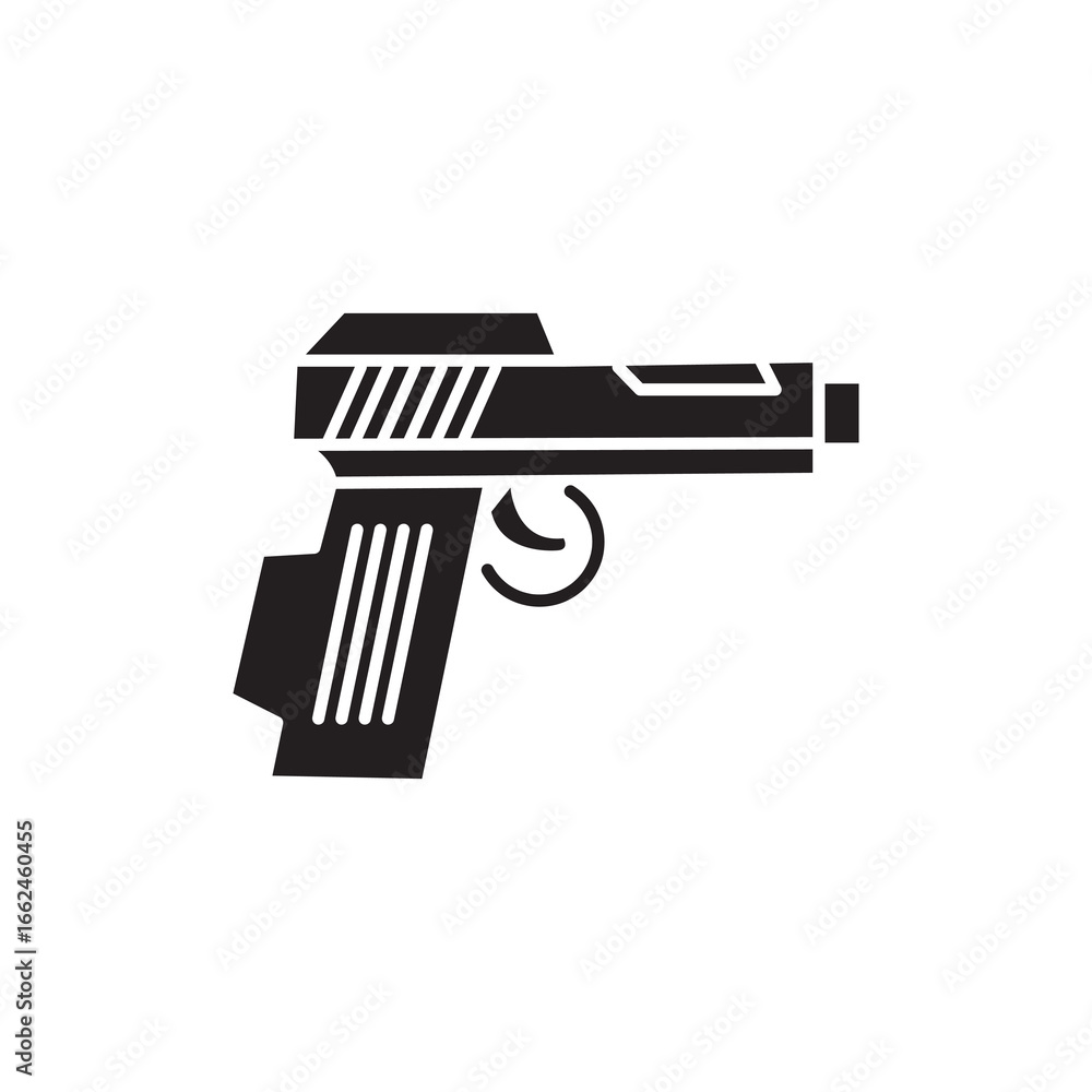 Aufkleber gun with ammunition icon flat vector simple illustration for web and app..eps