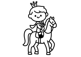 Black and White Prince Riding Outline