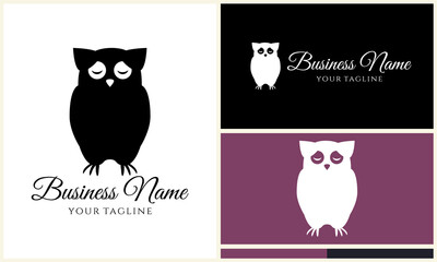 Sleepy Owl Logo Design Variations.