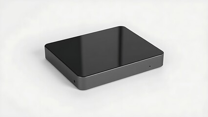 Fototapeta premium Minimalist communication device with a sleek design and polished surface on a neutral backdrop.