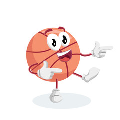 Obraz premium Energetic Basketball Ball Character Mascot Pointing Hand Showing Direction For Game Strategy And Training