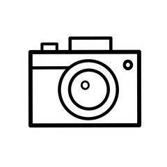 Simple Outline Professional Camera Isolated on White Background Icon Style