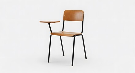 Minimalist School Desk Chair: Isolated, Clean, Modern Design, Studio Shot.