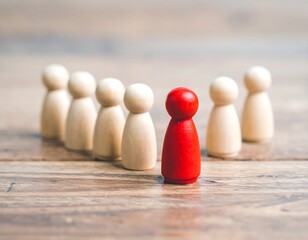 Wooden figures, one red