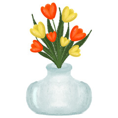 Flower In A Vase Illustration In Crayon Art Style