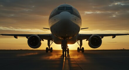 Airplane Pilot Inspecting Aircraft at Sunset
