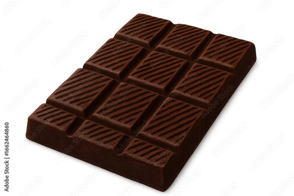 Poster whole chocolate bar with a pattern on its squares isolated on transparent background with clipping p