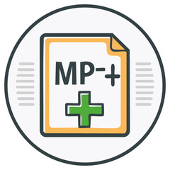 Fototapeta premium MP Data File Icon with Plus Symbol in Green on a Circle