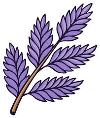 Obraz premium Vibrant purple plant branch illustration with many small stylized leaves