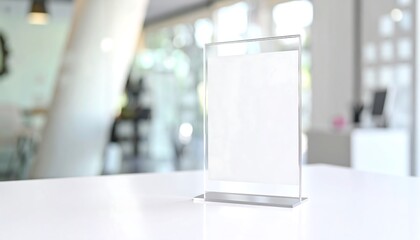 Clear acrylic display stand with blank sign