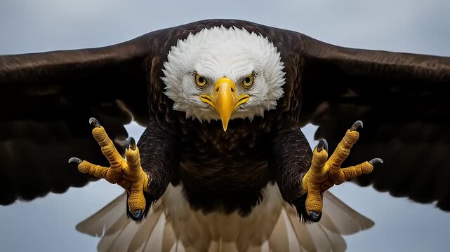 Bald Eagle Flying with Talons Extended for an Attack	