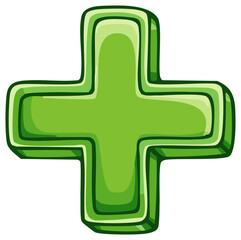 Fototapeta premium Stylized Plus Sign Icon Green Medical Health Care Symbol