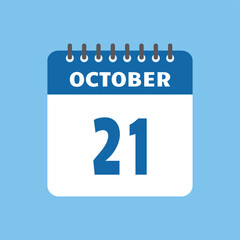 october 21 calendar icon Vector page month design