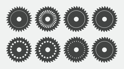 Obraz premium Circular saw blades arranged in a grid cutting tools