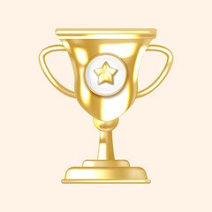 Radiant Gold Award Cup Featuring Star Symbol Perfect for Certificates and App Icons