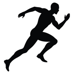 Athletic man running forward motion
