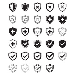 collection of shield icons, cyber security shield icon, security badge vector, shield badge elements for safety and protection