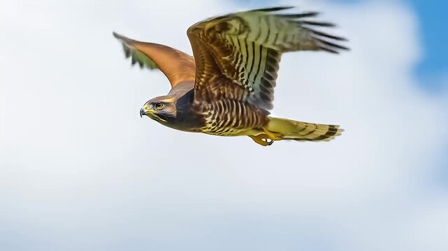 Beautiful Hawk Soaring Gracefully in a Bright Blue Sky	