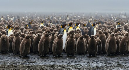 King penguin colony outdoors