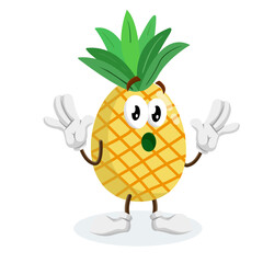Surprised Pineapple Fruit Character Mascot with Shocked Face Expression Vector