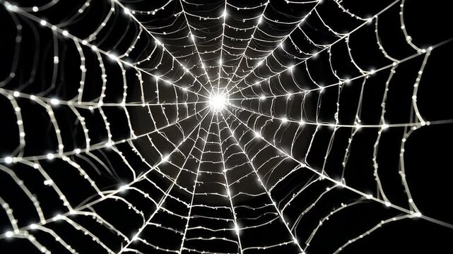 Glowing spider web pattern on black background
