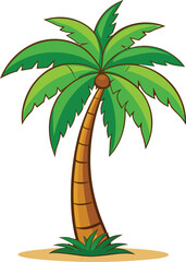 Vector art of tropical palm tree, a symbol of summer, vacation, and exotic destinations, perfect for travel and nature designs