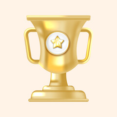 Classic Gold Cup Featuring Star Emblem Best for Apps Games and Achievement Graphics