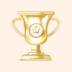 Bright Gold Trophy Cup with Star Badge Great for Championship and Winner Icons