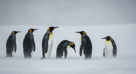 Fototapeta premium Penguins in snowy landscape
