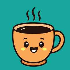 The vector doodle illustration presents a cute cup of coffee, drawn with colorful details, symbolizing warmth, creativity, and cheerful vibes for design projects.