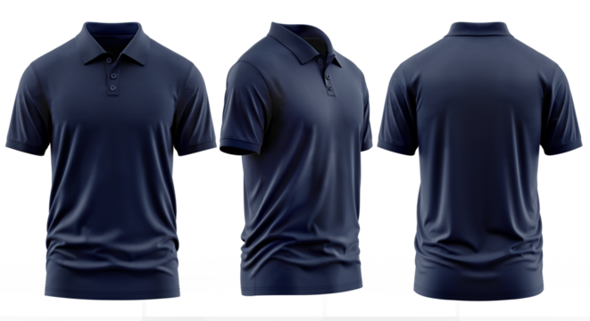 Navy Blue Collared Shirt Design Template - Powered by Adobe