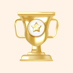 Shiny Gold Award Cup with Central Star Ideal for App Icons and Success Certificates