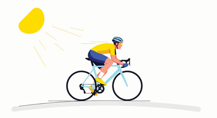 Naklejka premium Cyclist riding bicycle under bright summer sun, enjoying outdoor exercise and healthy lifestyle