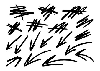 Dynamic Collection of Hand-Drawn Scribble Lines and Arrows for Creative Design Projects, Adding an Expressive and Artistic Touch to Any Visual Content