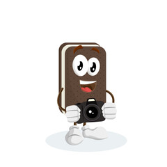 A cartoon chocolate ice cream sandwich character looking serious and holding a briefcase. It appears to be a business-related or professional character