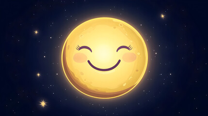 Happy cartoon moon illustration