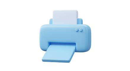 Minimalist 3D Printer Illustration with Light Blue Color Scheme on White Background