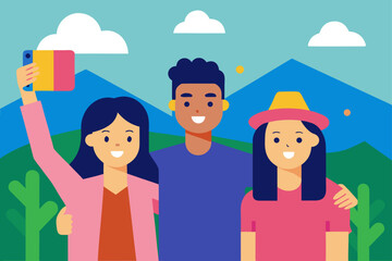 Friends Taking Selfie at Outdoor Festival Lifestyle