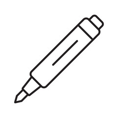 Minimalistic drawing of a marker pen with cap. Suitable for stationary, art, office supply, or educational designs and projects.