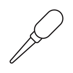 Black and white outlined dropper for scientific use. Suitable for medical, laboratory, chemistry, or educationrelated designs and projects.