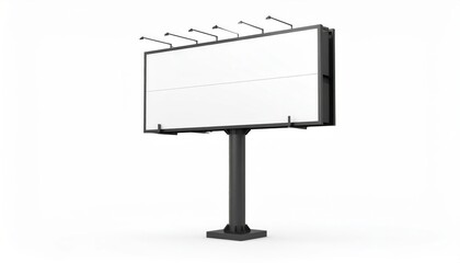 Sleek BlackFramed Billboard with Blank White Canvas Isolated for Advertising Mockups.