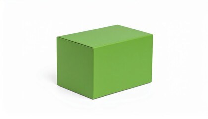 Sleek Lime Green Rectangular Box Isolated on a Pure White Background.