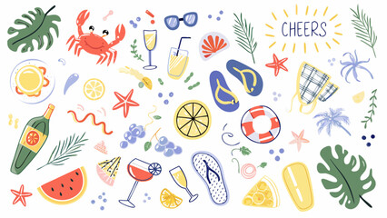 Summer vacation vibes with tropical elements and refreshing drinks