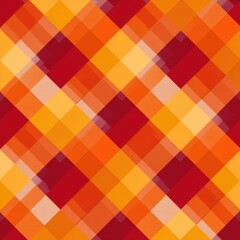 Obraz premium Close-up of a vibrant, colorful plaid fabric with a classic checkered pattern in warm tones