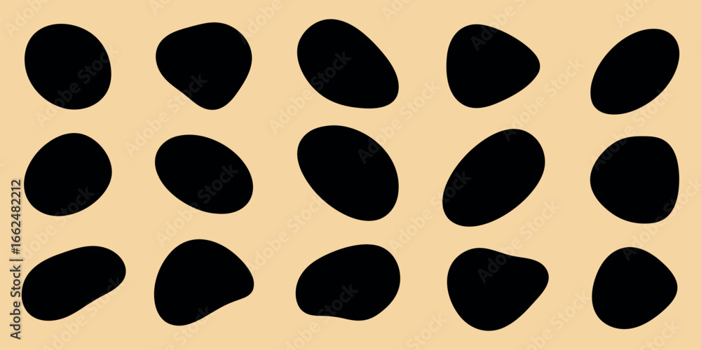 Aufkleber abstract pattern with black oval shapes on a beige background. the black ovals create a bold contras