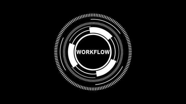 Futuristic HUD Interface Featuring the Word WORKFLOW in a Digital Process Design